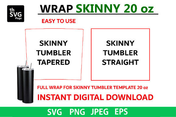 20oz Skinny Tumbler Template: Graphics for Crafts & Local Branding