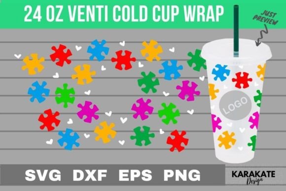 Awareness Jigsaw: 24 Oz Venti Hold Wrap Graphics