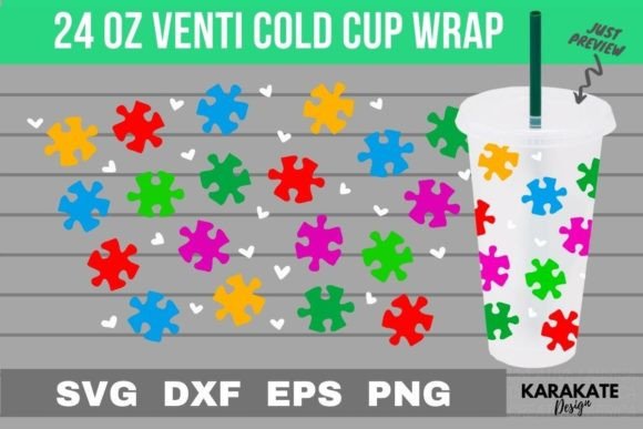 Awareness Jigsaw Venti Cup Wrap: Graphics for Crafts