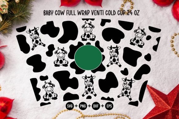 Baby Cow Full Wrap Venti Cold Cup 24 Oz Graphics for Crafts