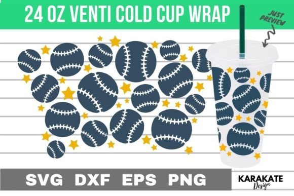Baseball Squad, 24 Oz Venti Cup Wrap SVG