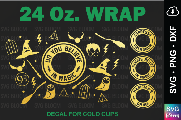 Believe in Magic 24oz. Tumbler Wrap Svg Graphics
