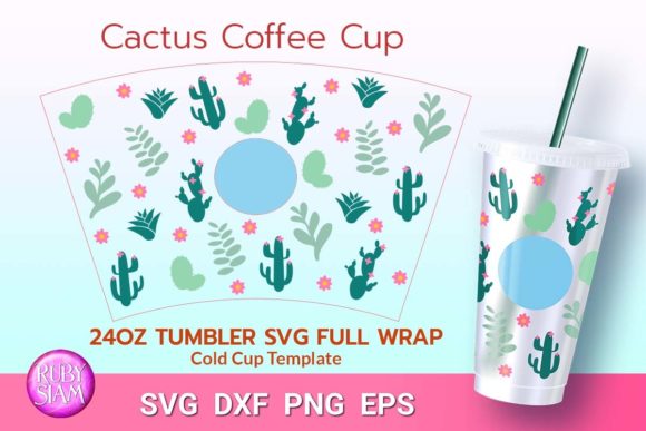 Cactus Coffee Cup SVG: Graphics for Tumbler Wraps