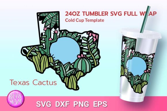 Cactus Lovers, Texas Cactus, 24oz Cup Graphics