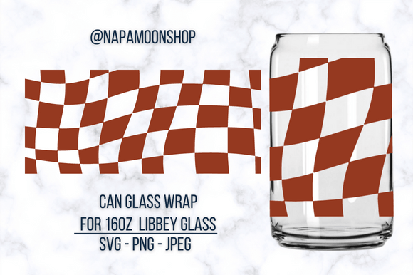 Checker Cup Wrap SVG Retro 16 Oz Libbey