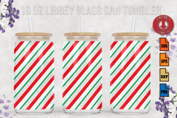 Christmas SVG 16 Oz Libbey Glass Can 1: Graphics & Print Templates