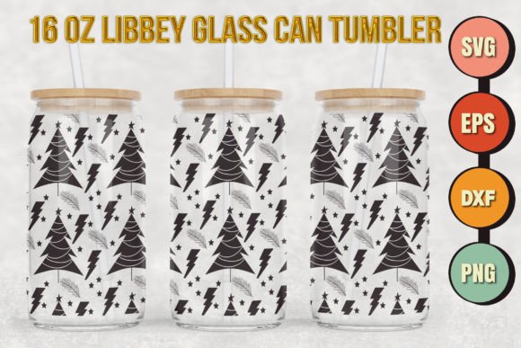 Christmas SVG 16oz Libbey Glass Can Tumb: Graphics & Print Templates