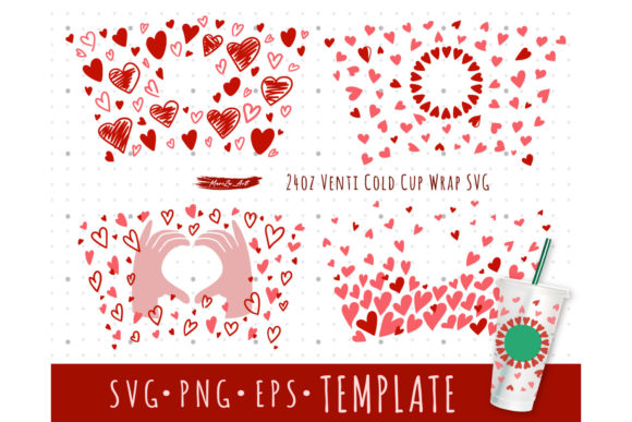 Coffee Cold Cup 24 Oz Wrap Template SVG: Graphics & Print Templates