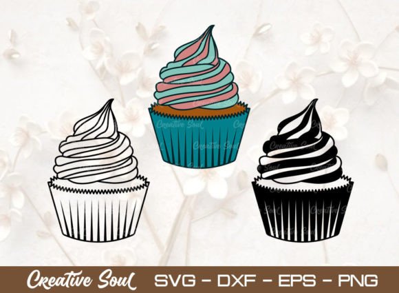 Cup Cake SVG Bundle Cut File: Graphics & Illustrations