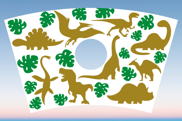 Dinosaur Monstera Starbucks Cup Wrap Svg Graphics