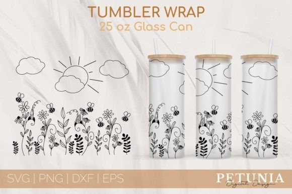 Flower Fairy Garden 25 Oz Glass Can Graphics