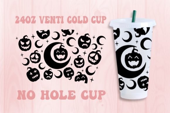 Halloween Moon Spooky No Hole Cold Cup Graphics