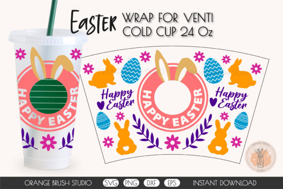 Happy Easter Bunny and Eggs SVG Cup 24oz: Graphics and Crafts