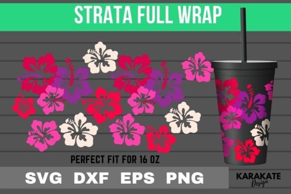Hibiscus, 16 Oz Strata Cup Wrap SVG: Graphics for Crafts and Branding