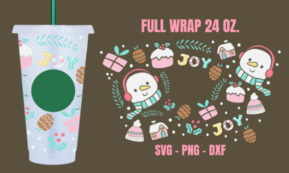 Joy Christmas Starbucks Cup Wrap Svg: Graphics & Crafts for Digital Publishing
