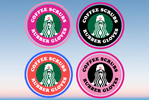 Nurse Coffee Scrubs Rubber Gloves Graphics