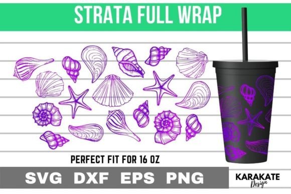 Ocean Shell 16 Oz Strata Cup Wrap SVG