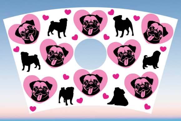 Pug Dog Mom Love Starbucks Cup Wrap Svg Graphics