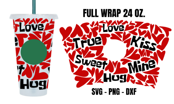 Red Hearts Starbucks Cup Wrap Svg: Graphics & Crafts