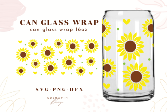 Sunflower Beer Can Glass SVG for Libbey: Graphics & Crafts
