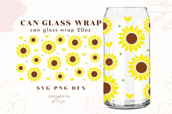 Sunflower Can Glass Svg for Libbey 16oz: Graphics & Crafts