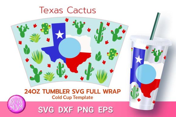 Texas State Map + Cactus Lovers Tumbler Wraps & Graphics