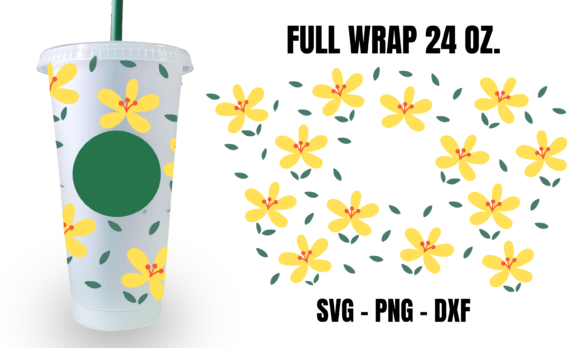 Tiny Blossom Starbucks Cup Wrap Svg: Graphics for Crafts