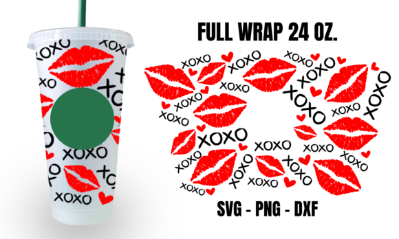 Xoxo Love Kiss Starbucks Cup Wrap Svg